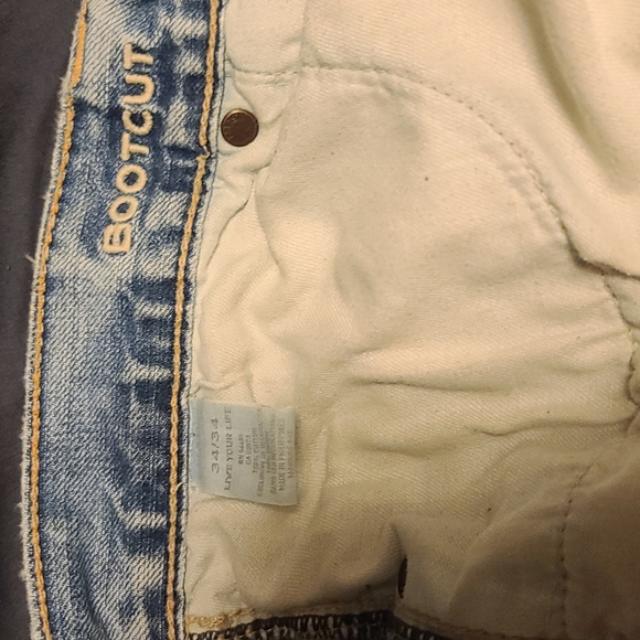 American Eagle distressed button fly bootcut jeans 34/34 - Picture 3 of 3